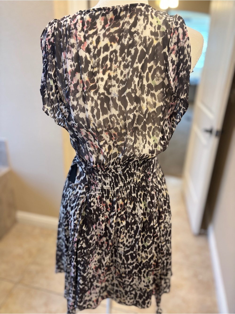 All Saints Black, White & Pink Leopard-Print Mini Dress - Picture 3 of 4